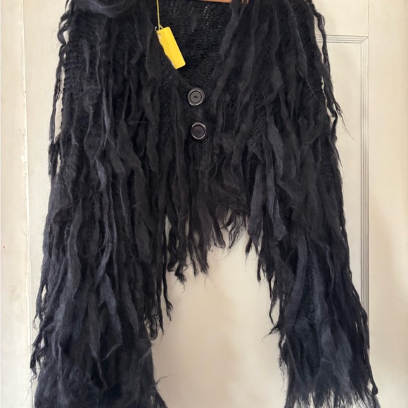 miss knitwear Sweaters - Elegant Black Fringe Cardigan Miss knit wear